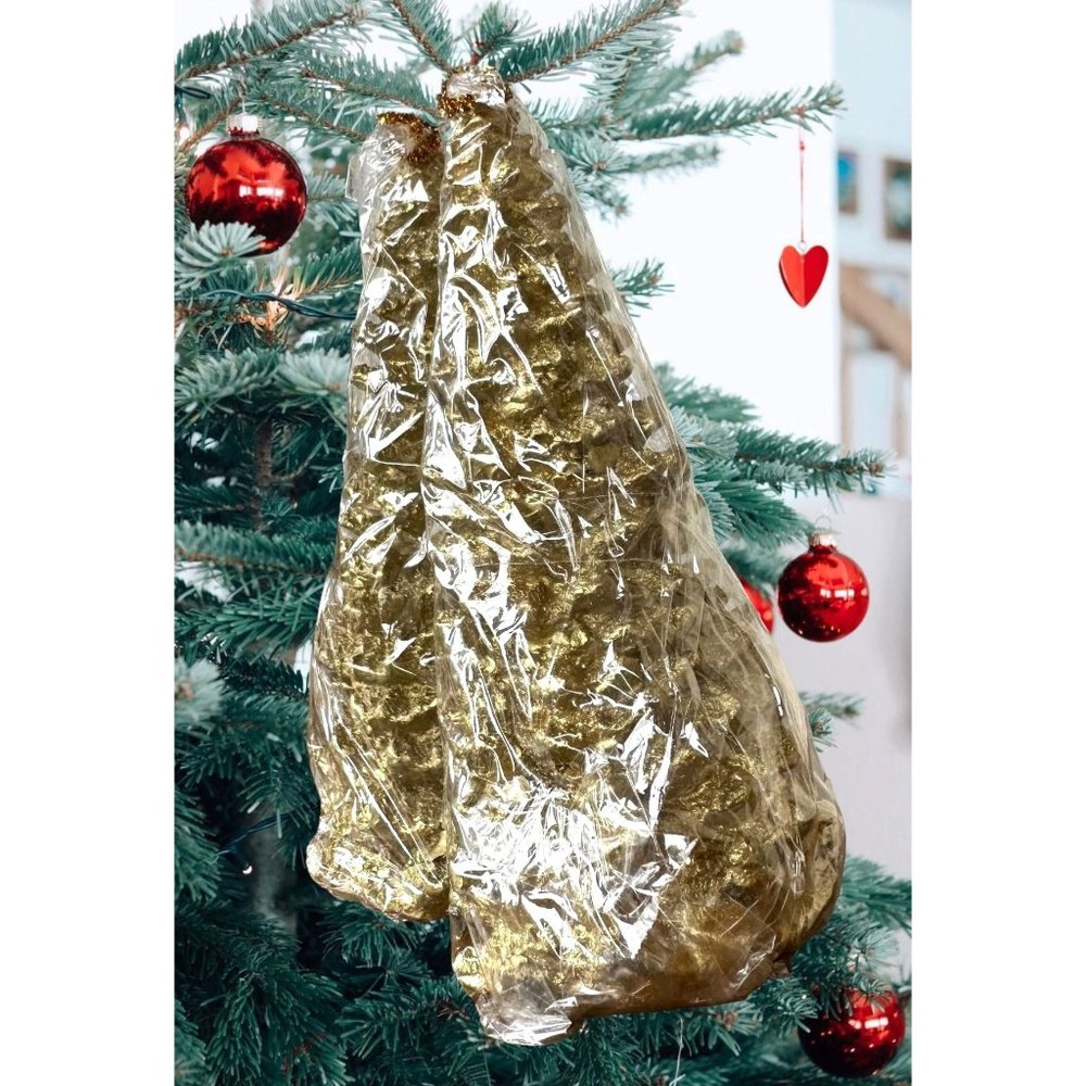 Vintage Christmas Tree Candles Gold Unscented Set of 2 New in Pack